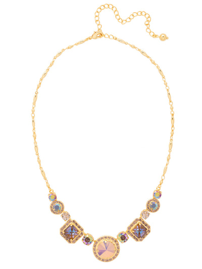 Davina Tennis Necklace - NGB5BGCHA - <p>The Davina Tennis Necklace features a mix of crystal-embellished imperial square and round-cut halos along a decorated chain, adjustable and finished with a lobster claw clasp for a look that’s refined, radiant, and effortlessly unique. (16 3/4 inches - 20 3/4 inches) From Sorrelli's Chai Latte collection in our Bright Gold-tone finish.</p>