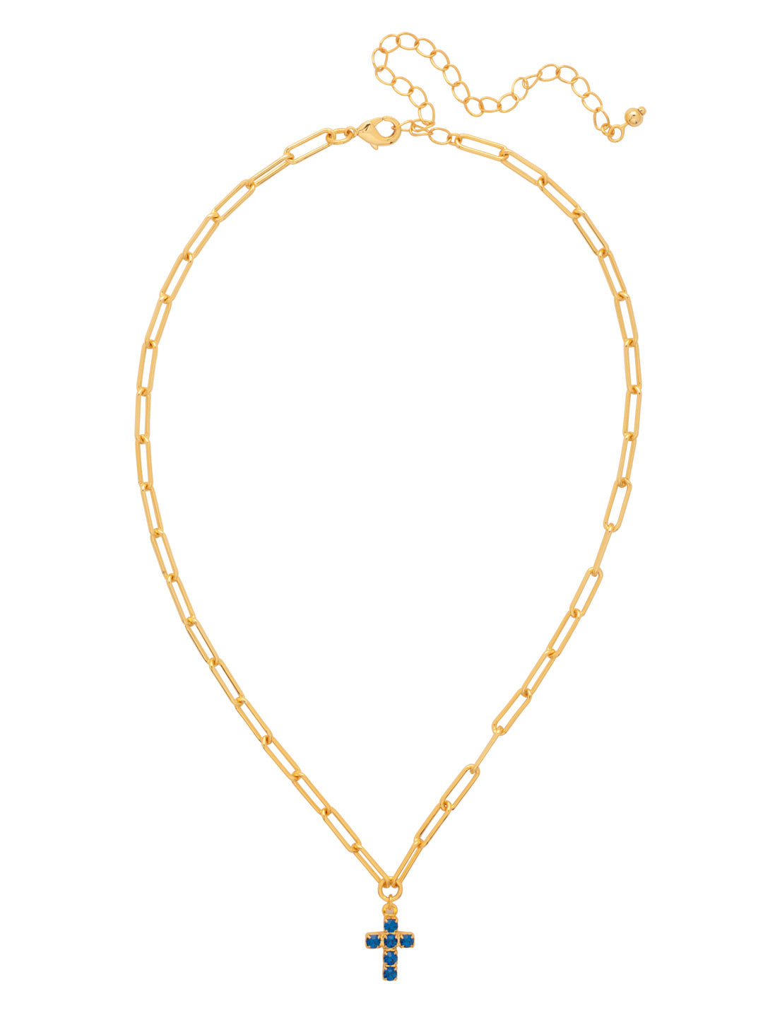 Carly Cross Pendant Necklace - NGE2BGSAP - <p>From Sorrelli's Sapphire collection in our Bright Gold-tone finish.</p>