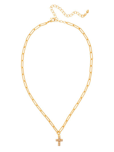 Carly Cross Pendant Necklace - NGE2BGSIL - <p>From Sorrelli's Silk collection in our Bright Gold-tone finish.</p>