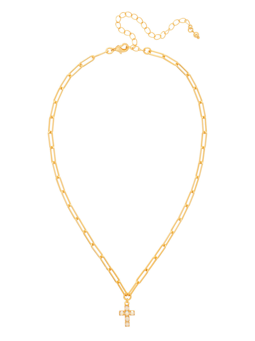 Carly Cross Pendant Necklace - NGE2BGWAB - <p>From Sorrelli's White and AB collection in our Bright Gold-tone finish.</p>