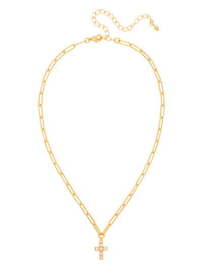 Carly Cross Pendant Necklace - NGE2BGWAB - <p>From Sorrelli's White and AB collection in our Bright Gold-tone finish.</p>