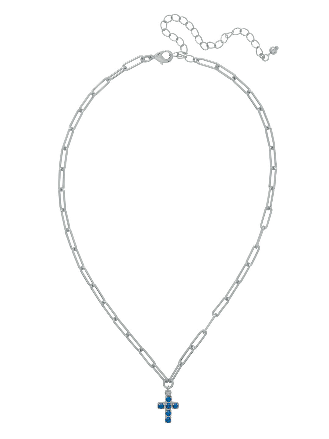 Carly Cross Pendant Necklace - NGE2PDSAP - <p>From Sorrelli's Sapphire collection in our Palladium finish.</p>