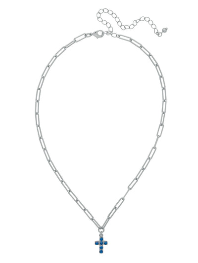 Carly Cross Pendant Necklace - NGE2PDSAP - <p>From Sorrelli's Sapphire collection in our Palladium finish.</p>