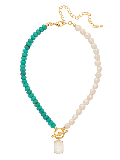 Isle of Palms Pendant Necklace - NGE7BGTQ - <p>The Isle of Palms Pendant Necklace features a strand of half turquoise beads and half freshwater pearl beads with an emerald-cut pendant dangling from a toggle clasp detail.16-20 inches From Sorrelli's Turquoise collection in our Bright Gold-tone finish.</p>
