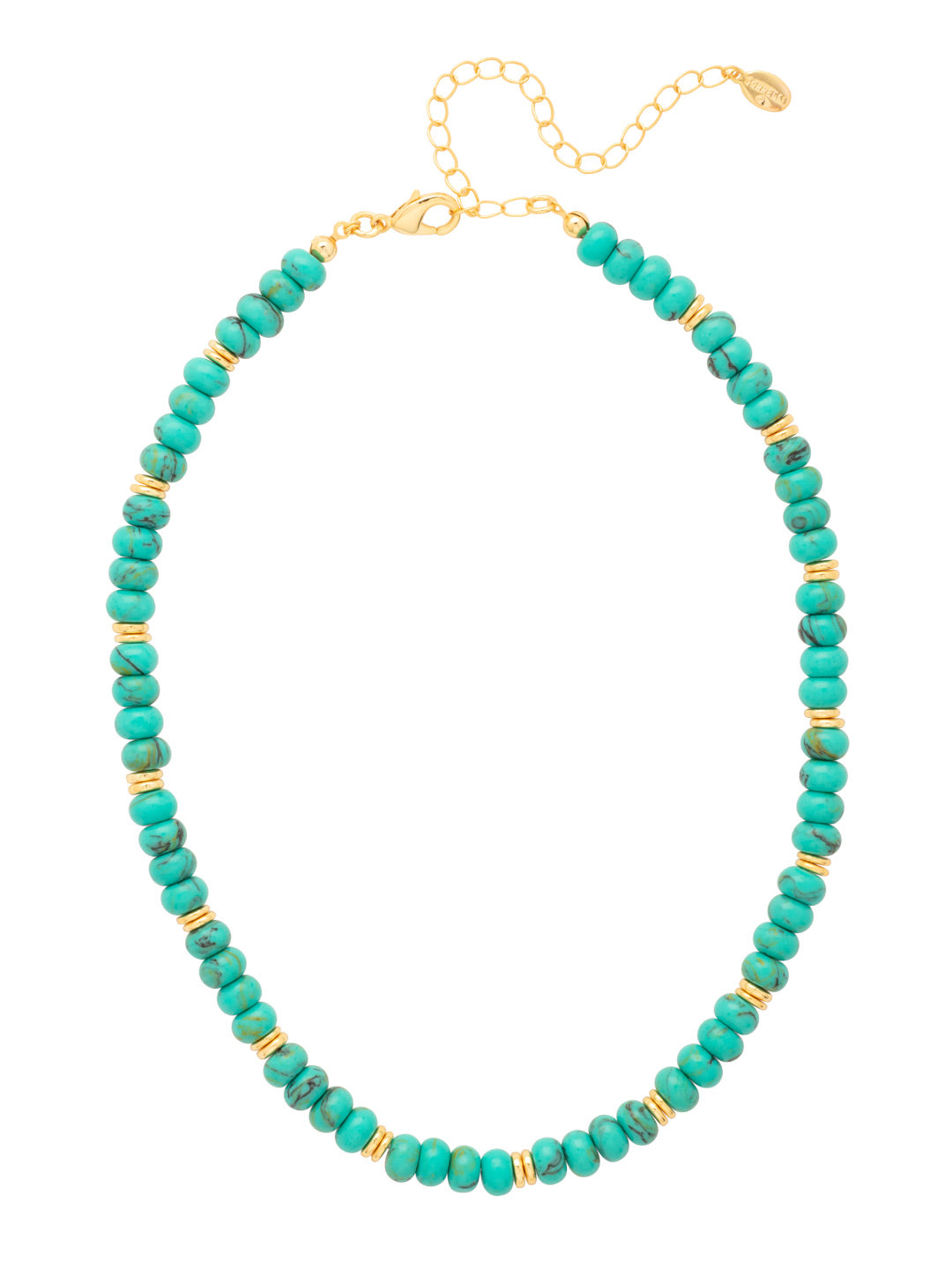 Capri Beaded Tennis Necklace - NGE8BGTQ - <p>The Capri Beaded Tennis Necklace features a strand of turquoise beads on an adjustable chain, secured by a lobster claw clasp. 16-20 inches. From Sorrelli's Turquoise collection in our Bright Gold-tone finish.</p>