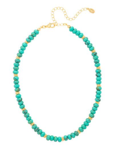 Capri Beaded Tennis Necklace - NGE8BGTQ - <p>The Capri Beaded Tennis Necklace features a strand of turquoise beads on an adjustable chain, secured by a lobster claw clasp. 16-20 inches. From Sorrelli's Turquoise collection in our Bright Gold-tone finish.</p>