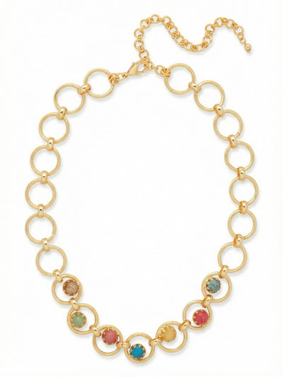Odessa Tennis Necklace - NGI1BGCPO - <p>The Odessa Tennis Necklace features a mix of textured circular links and assorted round stones set in a front-facing design. An adjustable extender and lobster clasp allow for a personalized fit and a sophisticated, modern look. From Sorrelli's Candy Pop collection in our Bright Gold-tone finish.</p>