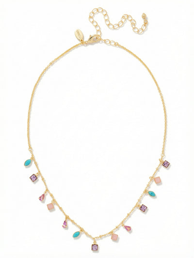 Indie Tennis Necklace - NGI3BGCPO - <p>The Indie Tennis Necklace features a delicate arrangement of assorted crystals and small charms suspended from a fine chain. An adjustable extender and lobster clasp allow for a personalized fit and a dainty, understated look. From Sorrelli's Candy Pop collection in our Bright Gold-tone finish.</p>