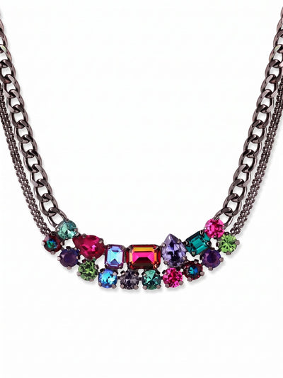 Moxie Tennis Necklace - NGI4GMNNI - <p>Two distinct chains converge to create this layered collar necklace. A substantial cable chain and a finer mesh chain anchor a vibrant cluster of crystals that rests naturally below the collarbone. The mix of emerald, pear, and round cuts creates an asymmetrical mosaic of highly saturated jewel tones. It feels substantial in the hand but moves fluidly as you go about your day. An included extension chain lets you adjust the exact drop, making it an easy companion for an open collar or crewneck.</p><ul>
<li>Dual-chain design pairs a substantial cable link with a fine mesh sweep</li>
<li>Asymmetrical grouping of varied crystal cuts builds a highly textured profile</li>
<li>Lobster claw clasp</li>
<li>Includes organza pouch for gifting and travel</li>
</ul>