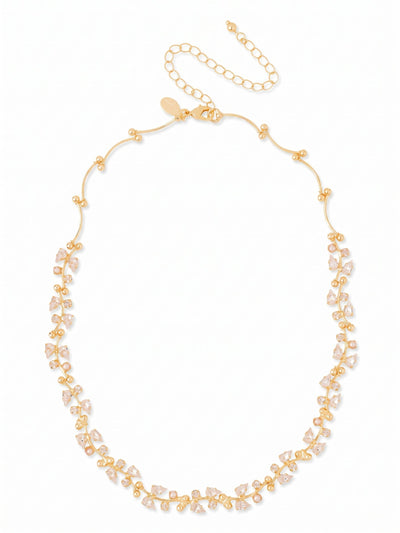 Hyacinth Tennis Necklace - NGJ6BGMDP - <p>The Hyacinth Tennis Necklace brings a tailored brilliance to your collarbone. Rather than a standard uniform line, this piece alternates pear-cut and round crystals for a rhythmic cascading effect that catches light with every subtle movement. The bright gold-tone setting frames each stone precisely, giving the classic silhouette a distinct architectural feel. Designed to drape fluidly, the necklace includes an extension chain so you can adjust the placement to align exactly with your neckline. It brings a refined energy to a crisp button-down or a bare shoulder alike.</p><ul>
<li>Alternating pear and round crystal cuts create a rhythmic visual cascade</li>
<li>Fluid tennis chain construction contours naturally to the neckline</li>
<li>Lobster claw clasp</li>
<li>4-inch adjustable extension chain</li>
<li>Protective e-coat finish for lasting wear</li>
<li>Includes signature organza pouch for gifting and travel</li>
</ul>