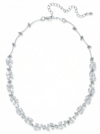 Hyacinth Tennis Necklace - NGJ6PDCRY - <p>This tennis necklace creates a continuous ribbon of light at the collarbone. Alternating pear and round clear crystals are set closely together in bright palladium, offering a rhythmic brightness that catches the eye without overwhelming a daytime neckline. The fourteen-inch length hugs the base of the throat for a classic choker profile, while the integrated extension chain allows you to tailor the fit precisely to your daily wardrobe. It carries a substantial, satisfying weight that grounds it beautifully as a standalone anchor or a foundation for layered chains.</p><ul>
<li>Alternating pear and round cuts create a distinctive visual rhythm</li>
<li>Close-set stones form an unbroken line of light at the neckline</li>
<li>Lobster claw clasp</li>
<li>4-inch adjustable extension chain</li>
<li>Protective e-coat finish for lasting wear</li>
<li>Includes signature organza pouch for gifting and travel</li>
</ul>