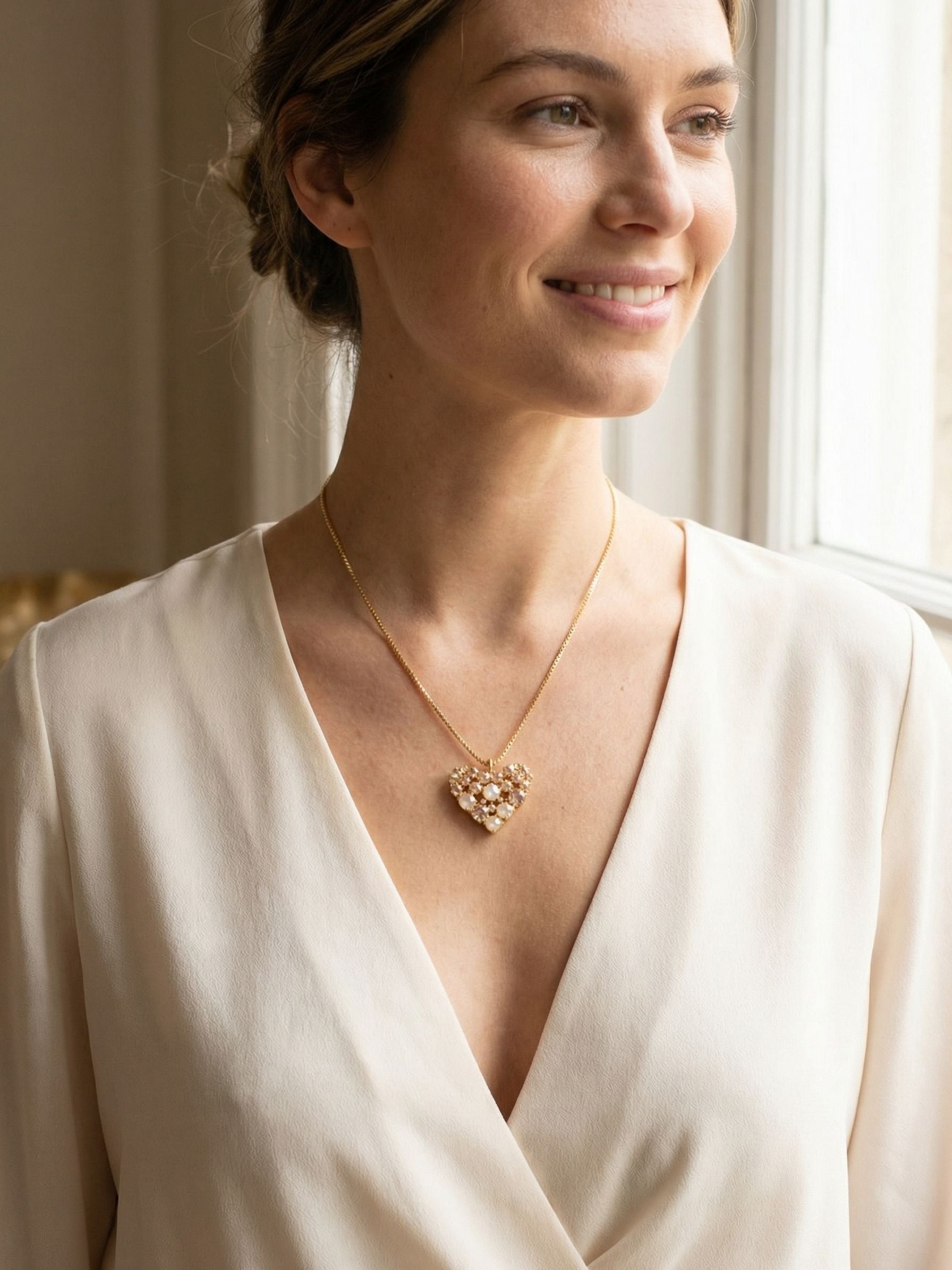 Crystal Heart Pendant Necklace - NGK2BGGGO