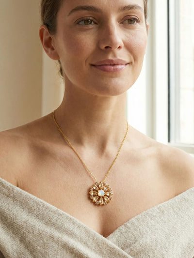 Blooming Brooch Pendant Necklace - NGK3BGGGO