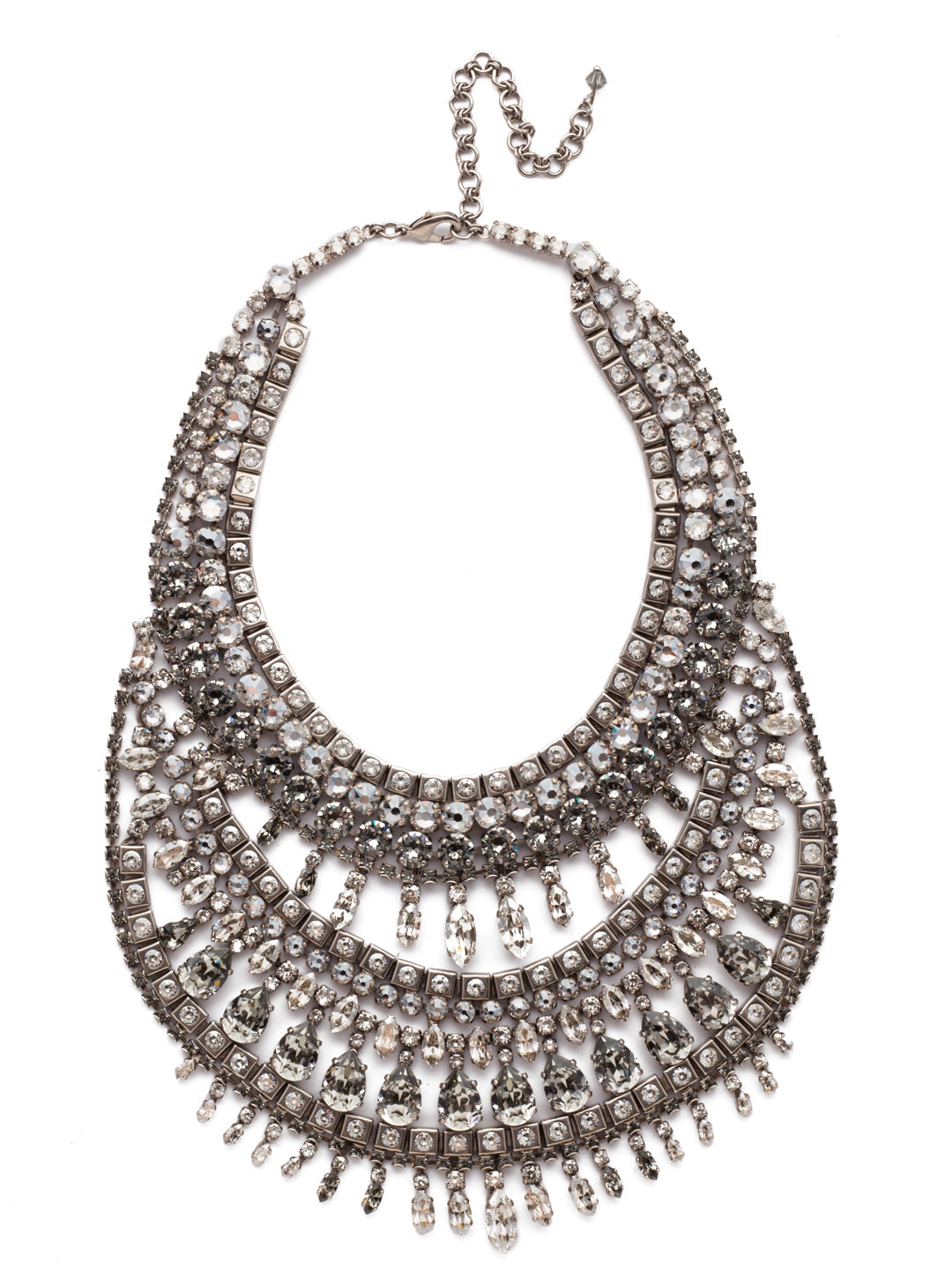 Silver Shade Statement Necklace - NSP6ASSSH - <p>Made purely with crystal, this necklace is layered in high-end, classic elegance. True to the Avant Garde collection, the Sorrelli Crystal Necklace is a work of art. Not for the faint of heart, prepare to be the center of attention whenever you decide to take this piece on a night out. From Sorrelli's Silver Shade collection in our Antique Silver-tone finish.</p>
