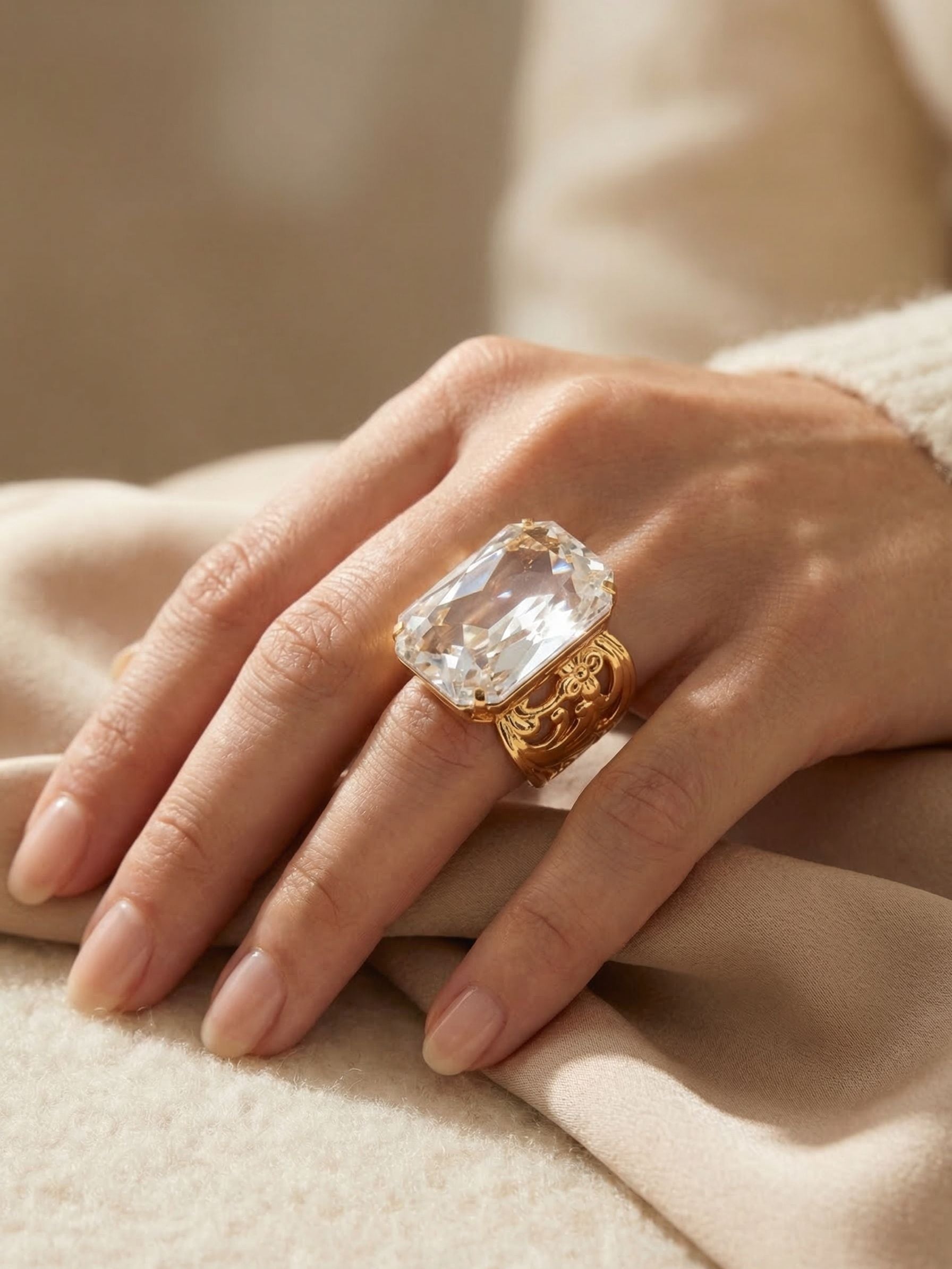 Viretta Adjustable Cocktail Ring - RBT67BGCRY