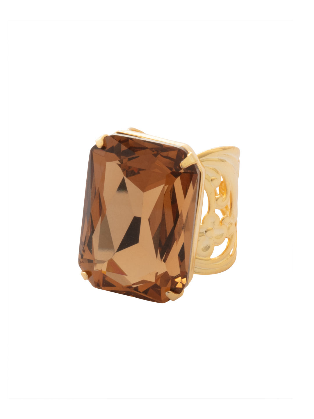 Viretta Cocktail Ring - RBT67BGLC - <p>The Viretta Cocktail Ring features a chunky emerald-cut crystal nestled on an adjustable filagree ring band. Adjustable to fit ring sizes 6-8. From Sorrelli's Light Colorado collection in our Bright Gold-tone finish.</p>