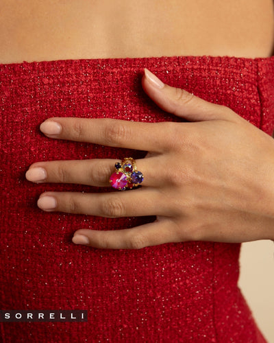 Crystal Assorted Rounds Stacked Ring - RDB11BGREV