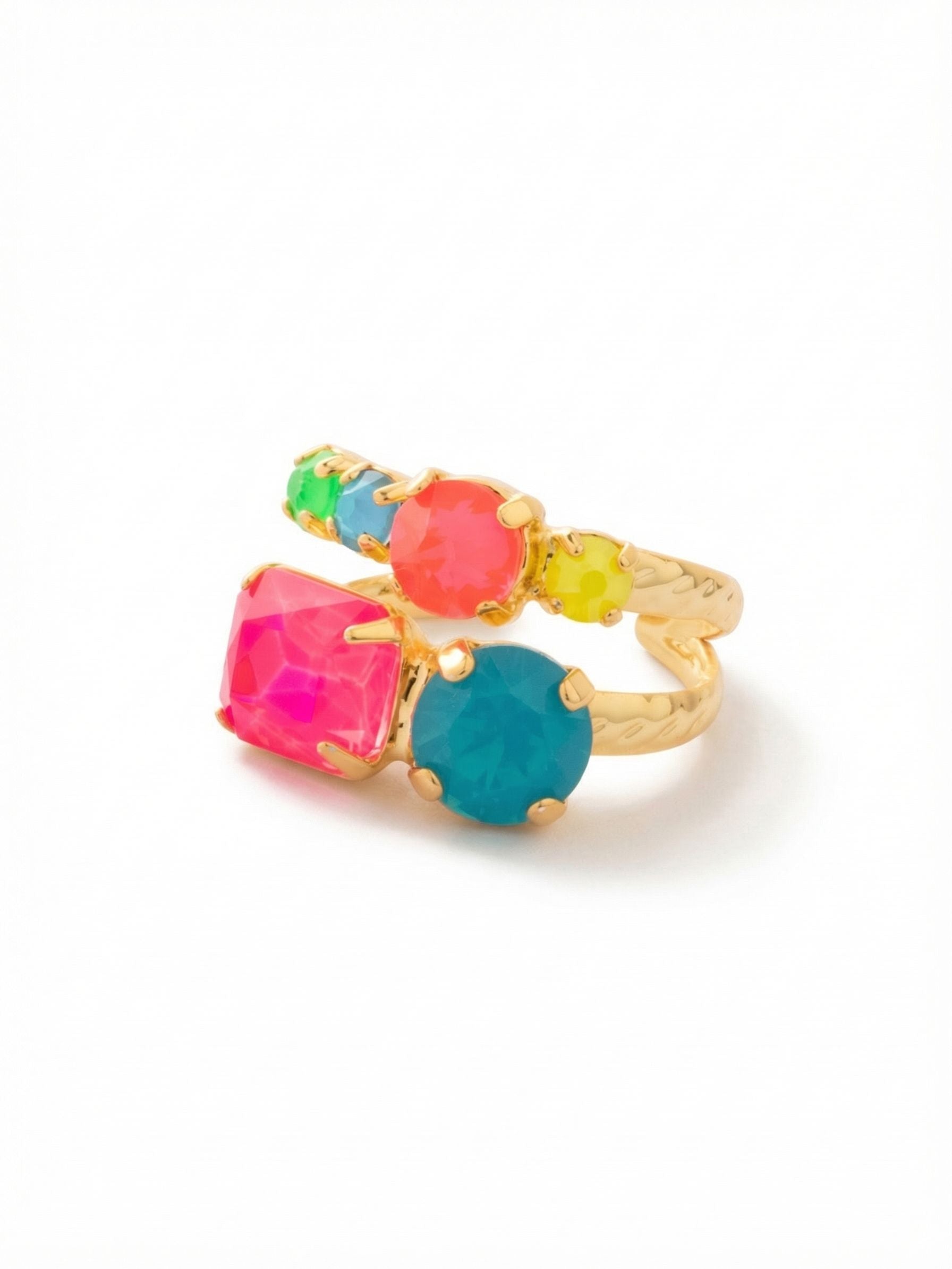 Miriam Stacked Ring - RFC44BGCCA - <p>The Miriam Stacked Ring features assorted cut crystals on a braided double band. Adjustable to fit ring sizes 6-8.</p>