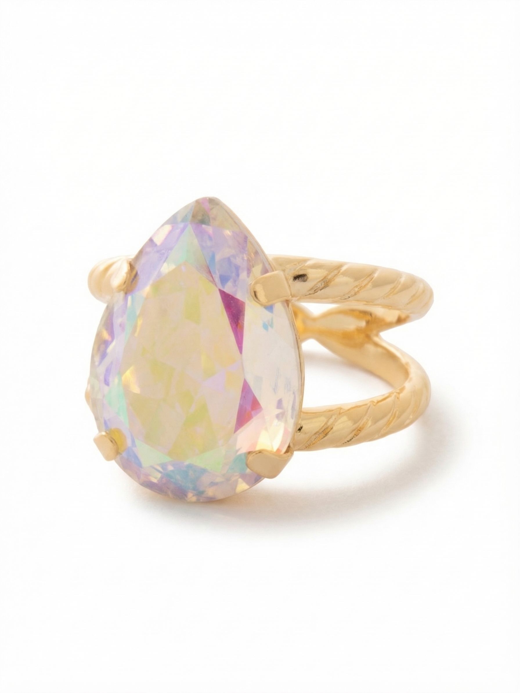 Eileen Statement Ring - RFF10BGCAB - <p>The Eileen Statement Ring features a single pear cut candy gem crystal on a braided double band. Adjustable to fit ring sizes 6-8.</p>