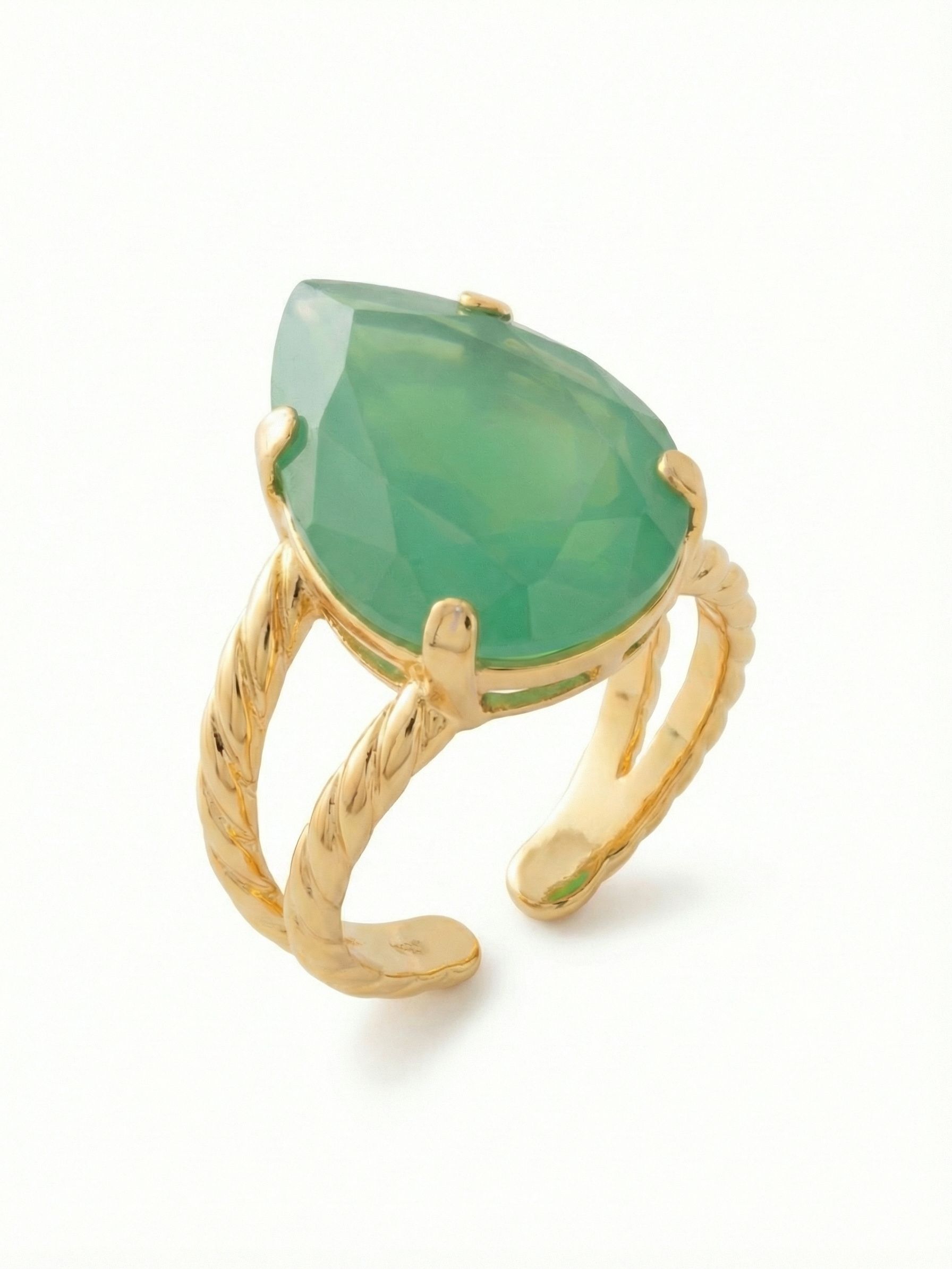 Eileen Statement Ring - RFF10BGPAC - <p>The Eileen Statement Ring features a single pear cut candy gem crystal on a braided double band. Adjustable to fit ring sizes 6-8. From Sorrelli's Pacific Opal collection in our Bright Gold-tone finish.</p>
