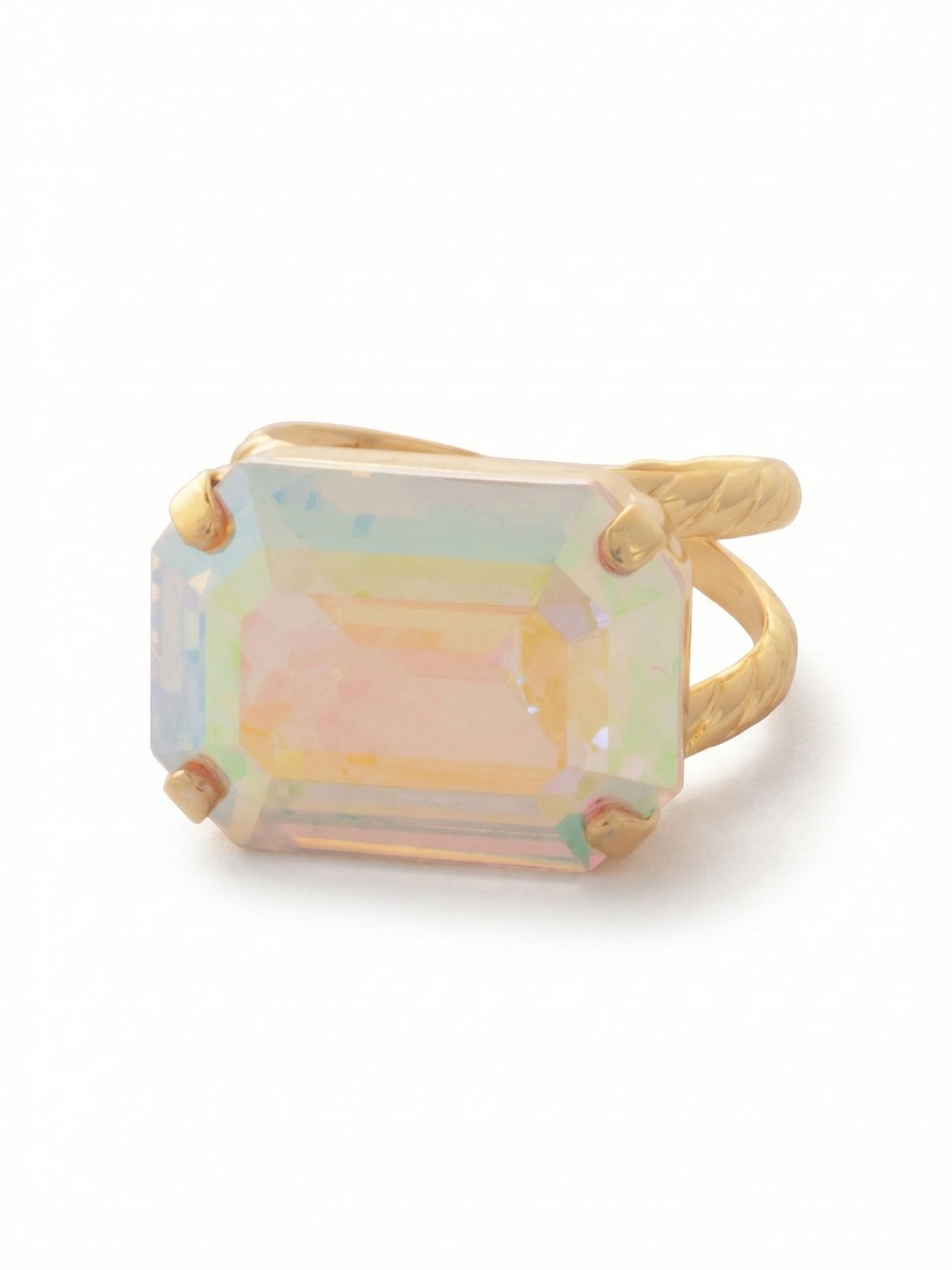 Kathleen Statement Ring - RFF8BGCAB - <p>The Kathleen Statement Ring features an emerald cut candy gem crystal on a braided double band. Adjustable to fit ring sizes 6-8. From Sorrelli's Crystal Aurora Borealis collection in our Bright Gold-tone finish.</p>