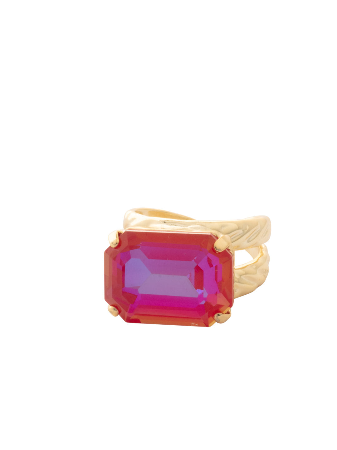 Kathleen Statement Ring - RFF8BGRCP - <p>The Kathleen Statement Ring features an emerald cut candy gem crystal on a braided double band. Adjustable to fit ring sizes 6-8. From Sorrelli's Red Carpet collection in our Bright Gold-tone finish.</p>