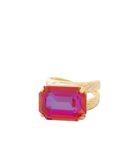 Kathleen Statement Ring - RFF8BGRCP - <p>The Kathleen Statement Ring features an emerald cut candy gem crystal on a braided double band. Adjustable to fit ring sizes 6-8. From Sorrelli's Red Carpet collection in our Bright Gold-tone finish.</p>
