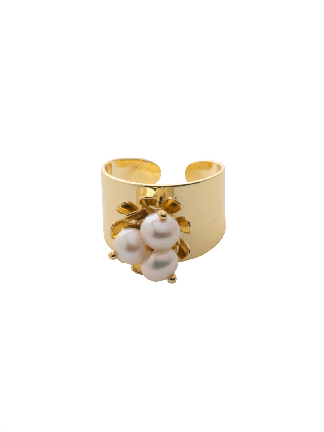 Nesta Band Ring - RFG1BGMDP - <p>The Nesta Band Ring features a nest of freshwater petal pearls on an adjustable metal band. From Sorrelli's Modern Pearl collection in our Bright Gold-tone finish.</p>