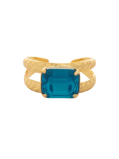 Octavia Cocktail Ring - RFK6BGCBO - <p>The Octavia Cocktail Ring features a single emerald cut crystal on a braided double band. Adjustable to fit ring sizes 6-8. From Sorrelli's Caribbean Blue Opal collection in our Bright Gold-tone finish.</p>