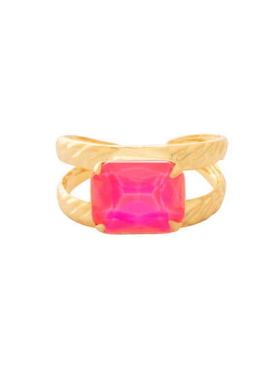 Octavia Cocktail Ring - RFK6BGETP - <p>The Octavia Cocktail Ring features a single emerald cut crystal on a braided double band. Adjustable to fit ring sizes 6-8. From Sorrelli's Electric Pink collection in our Bright Gold-tone finish.</p>
