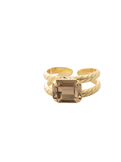 Octavia Cocktail Ring - RFK6BGLC - <p>The Octavia Cocktail Ring features a single emerald cut crystal on a braided double band. Adjustable to fit ring sizes 6-8. From Sorrelli's Light Colorado collection in our Bright Gold-tone finish.</p>