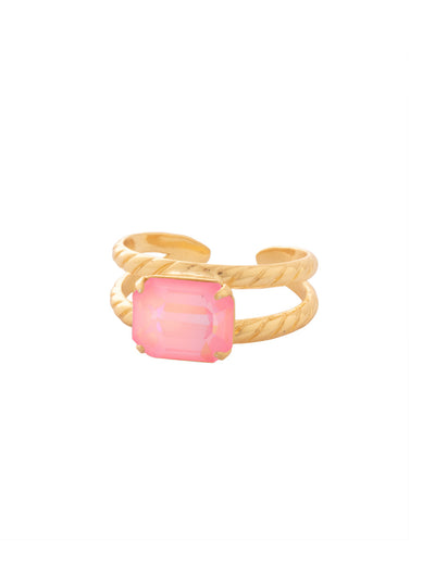 Octavia Cocktail Ring - RFK6BGLRD - <p>The Octavia Cocktail Ring features a single emerald cut crystal on a braided double band. Adjustable to fit ring sizes 6-8. From Sorrelli's Light Rose Delite collection in our Bright Gold-tone finish.</p>