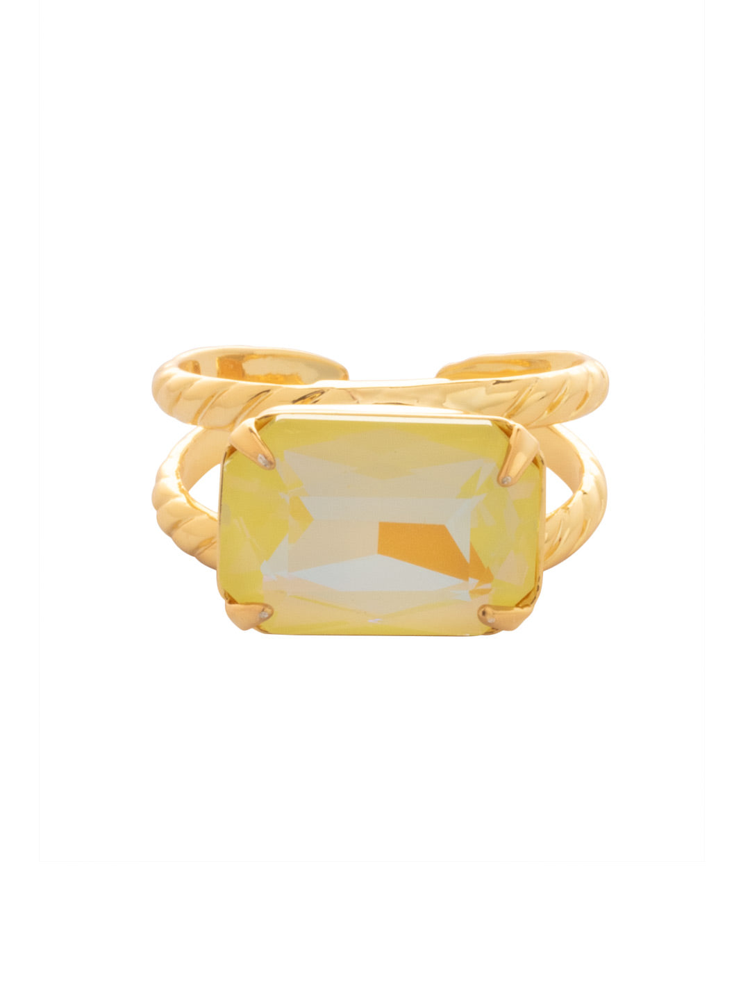Emerald Cocktail Ring - RFL88BGLTD - <p>The Emerald Cocktail Ring features a single emerald cut crystal on a braided double band. Adjustable to fit ring sizes 6-8. From Sorrelli's Light Topaz Delite collection in our Bright Gold-tone finish.</p>