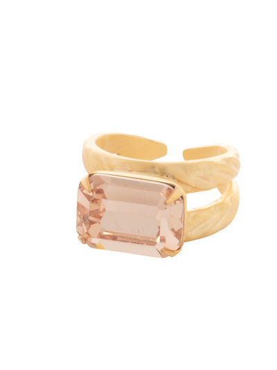 Emerald Cocktail Ring - RFL88MGGGO - <p>The Emerald Cocktail Ring features a single emerald cut crystal on a braided double band. Adjustable to fit ring sizes 6-8. From Sorrelli's Golden Goddess collection in our Matte Gold-tone finish.</p>