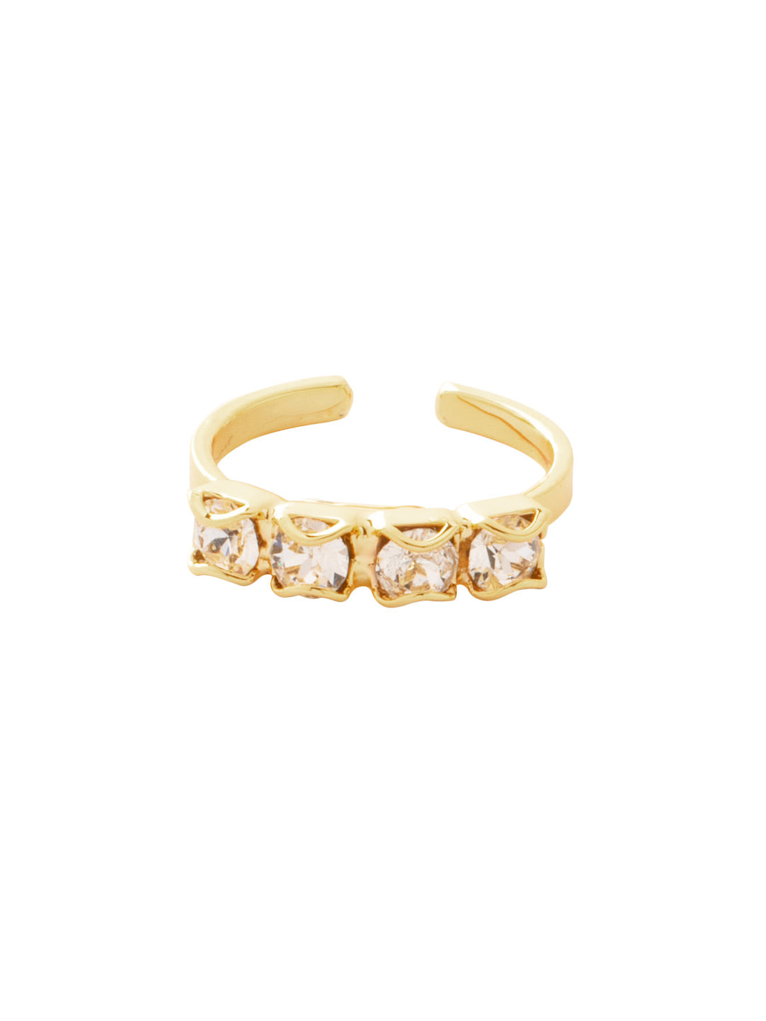 Jane Band Ring - RFM55BGCRY - <p>The Jane Band Ring features a row of four round cut crystals on an adjustable band. Adjustable to fit ring sizes 6-8. From Sorrelli's Crystal collection in our Bright Gold-tone finish.</p>