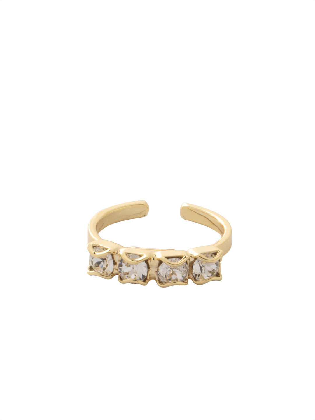 Jane Band Ring - RFM55BGCRY - <p>The Jane Band Ring features a row of four round cut crystals on an adjustable band. From Sorrelli's Crystal collection in our Bright Gold-tone finish.</p>