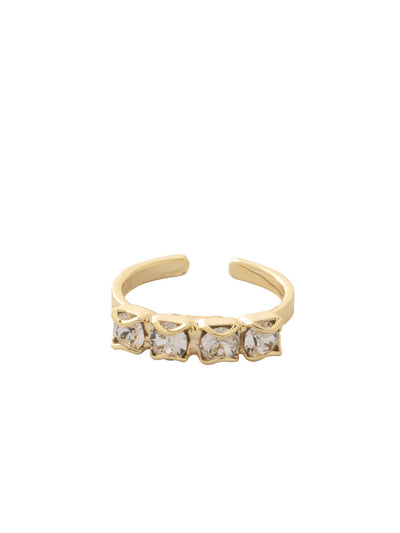 Jane Band Ring - RFM55BGCRY - <p>The Jane Band Ring features a row of four round cut crystals on an adjustable band. From Sorrelli's Crystal collection in our Bright Gold-tone finish.</p>