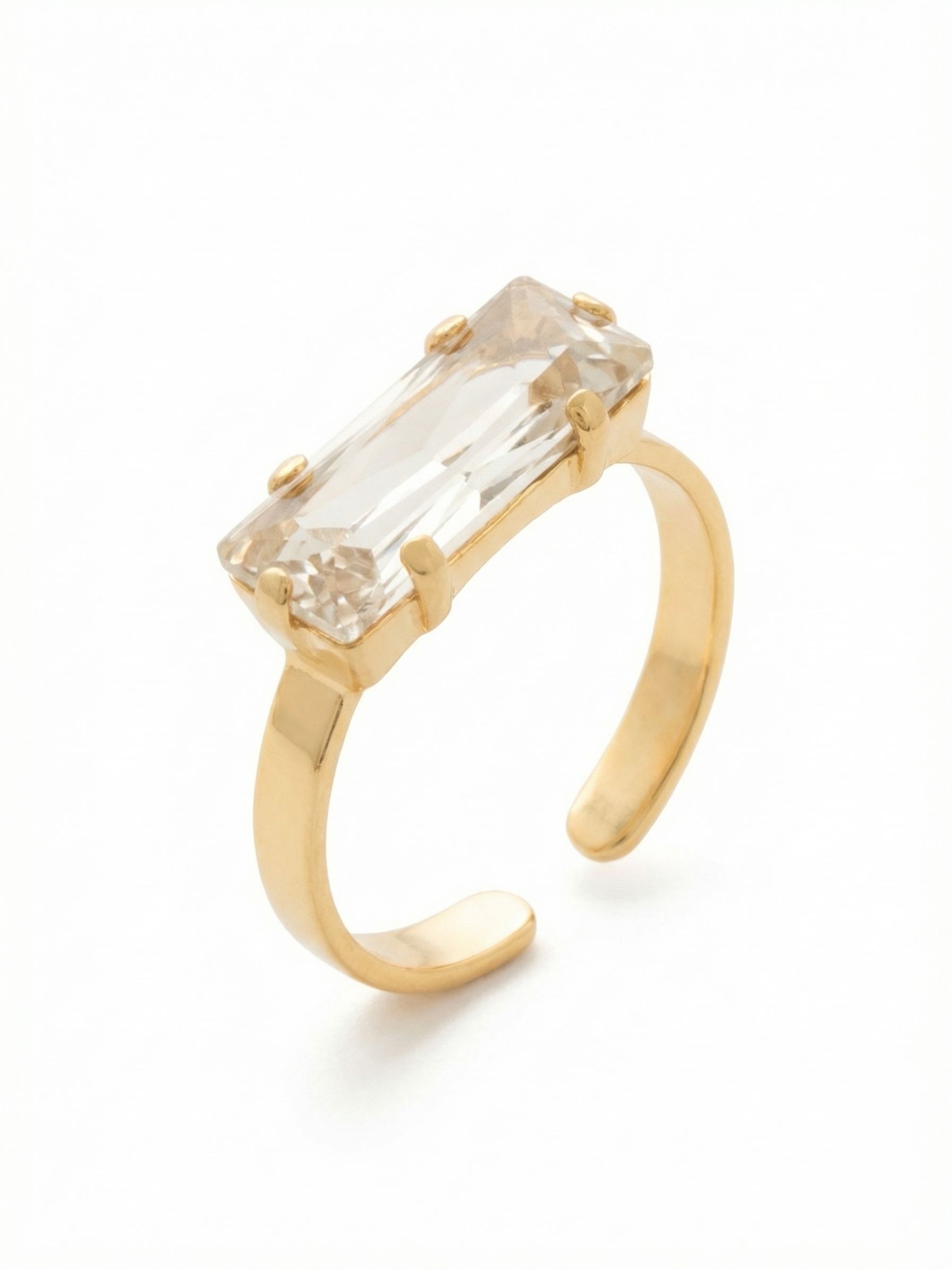 Bindi Band Ring - RFS2BGCRY - <p>The Bindi Band Ring features a single horizontal baguette-cut crystal on an adjustable thin metal band, fitting ring sizes 6-8.</p>