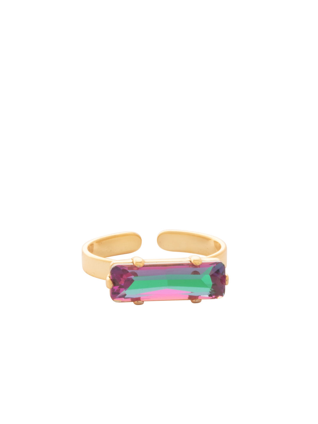 Bindi Band Ring - RFS2BGHEL - <p>The Bindi Band Ring features a single horizontal baguette-cut crystal on an adjustable thin metal band, fitting ring sizes 6-8. From Sorrelli's Heliotrope collection in our Bright Gold-tone finish.</p>