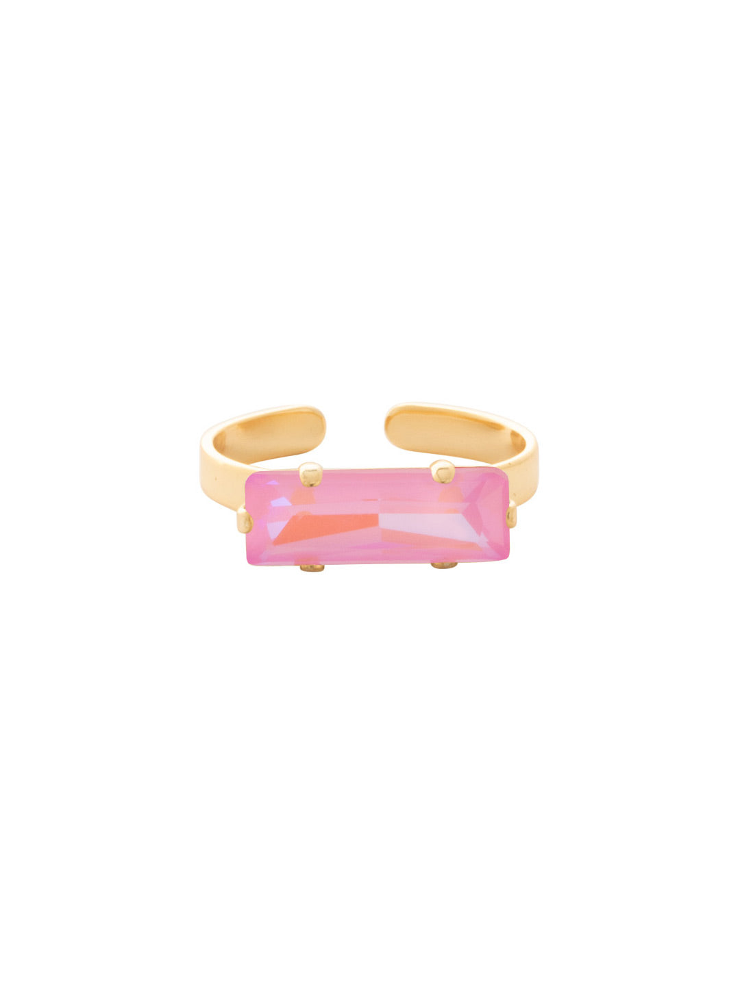 Bindi Band Ring - RFS2BGLRD - <p>The Bindi Band Ring features a single horizontal baguette-cut crystal on an adjustable thin metal band, fitting ring sizes 6-8. From Sorrelli's Light Rose Delite collection in our Bright Gold-tone finish.</p>