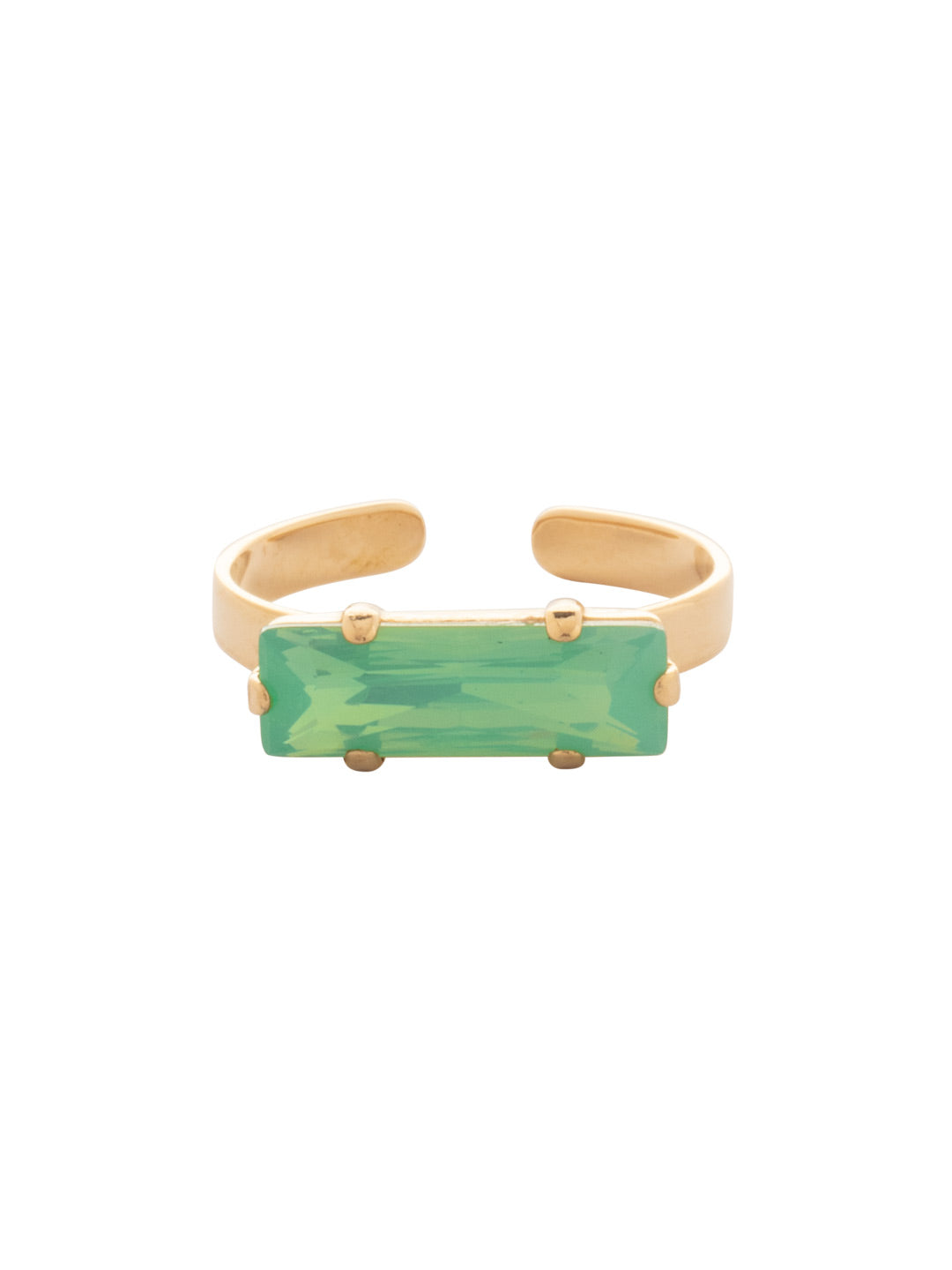 Bindi Band Ring - RFS2BGPAC - <p>The Bindi Band Ring features a single horizontal baguette-cut crystal on an adjustable thin metal band, fitting ring sizes 6-8. From Sorrelli's Pacific Opal collection in our Bright Gold-tone finish.</p>