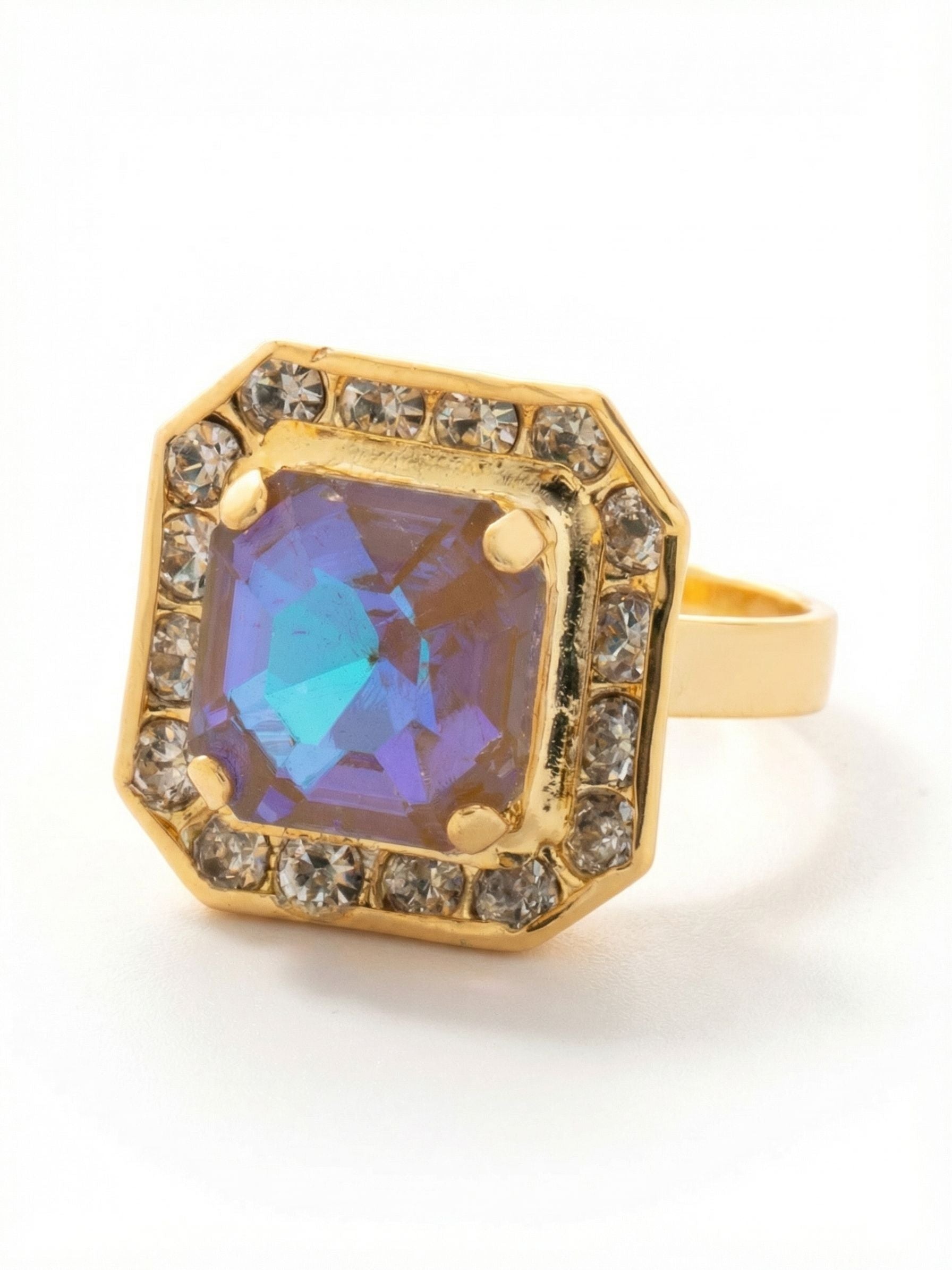 Autumn Cocktail Ring - RFS5BGCPD - <p>The Autumn Cocktail Ring features an open adjustable metal band that elegantly showcases a stunning crystal-embellished imperial square halo. A bold and glamorous statement piece, perfect for adding a touch of sparkle to any outfit. Adjustable to fit ring sizes 6-8.</p>