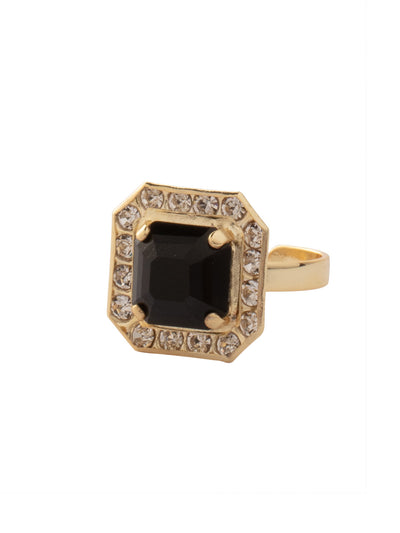 Autumn Cocktail Ring - RFS5BGEM - <p>The Autumn Cocktail Ring features an open adjustable metal band that elegantly showcases a stunning crystal-embellished imperial square halo. A bold and glamorous statement piece, perfect for adding a touch of sparkle to any outfit. Adjustable to fit ring sizes 6-8. From Sorrelli's Evening Moon collection in our Bright Gold-tone finish.</p>