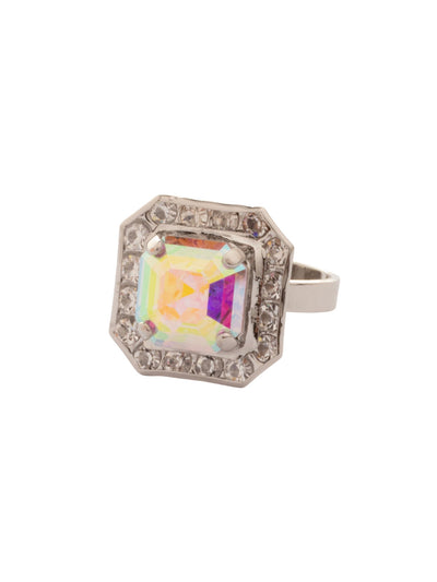 Autumn Cocktail Ring - RFS5PDCAB - <p>The Autumn Cocktail Ring features an open adjustable metal band that elegantly showcases a stunning crystal-embellished imperial square halo. A bold and glamorous statement piece, perfect for adding a touch of sparkle to any outfit. Adjustable to fit ring sizes 6-8. From Sorrelli's Crystal Aurora Borealis collection in our Palladium finish.</p>