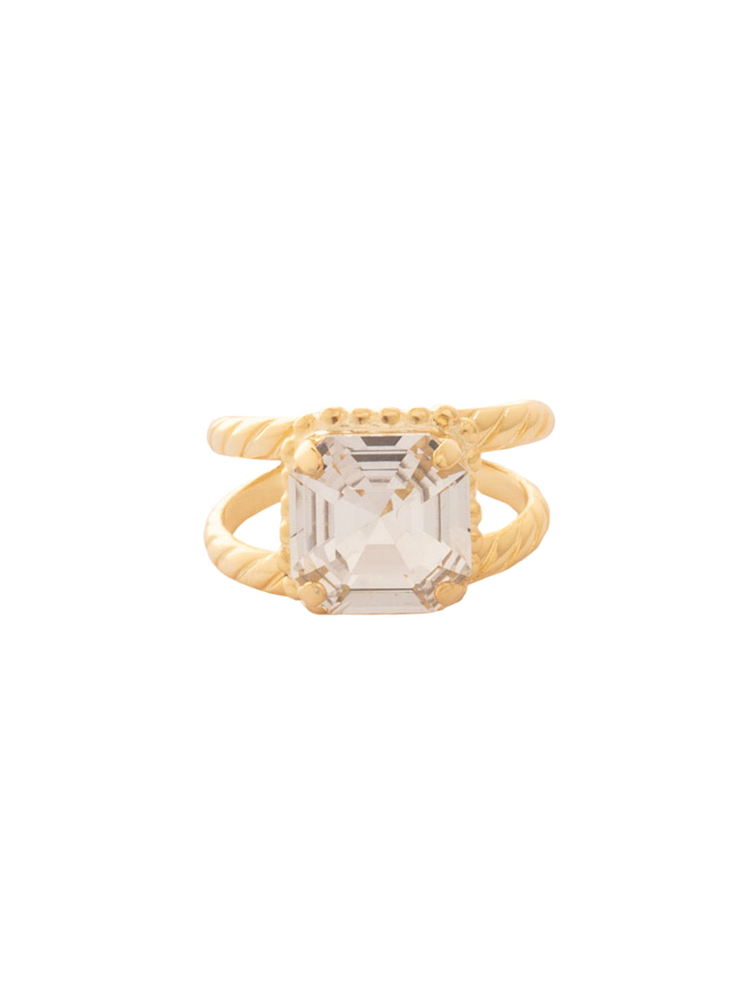 Izzy Adjustable Cocktail Ring - RFY2BGCRY - <p>The Izzy Cocktail Ring features an imperial fancy square-cut crystal on an asjustable stacked ring band. Adjustable to fit ring sizes 6-8. From Sorrelli's Crystal collection in our Bright Gold-tone finish.</p>