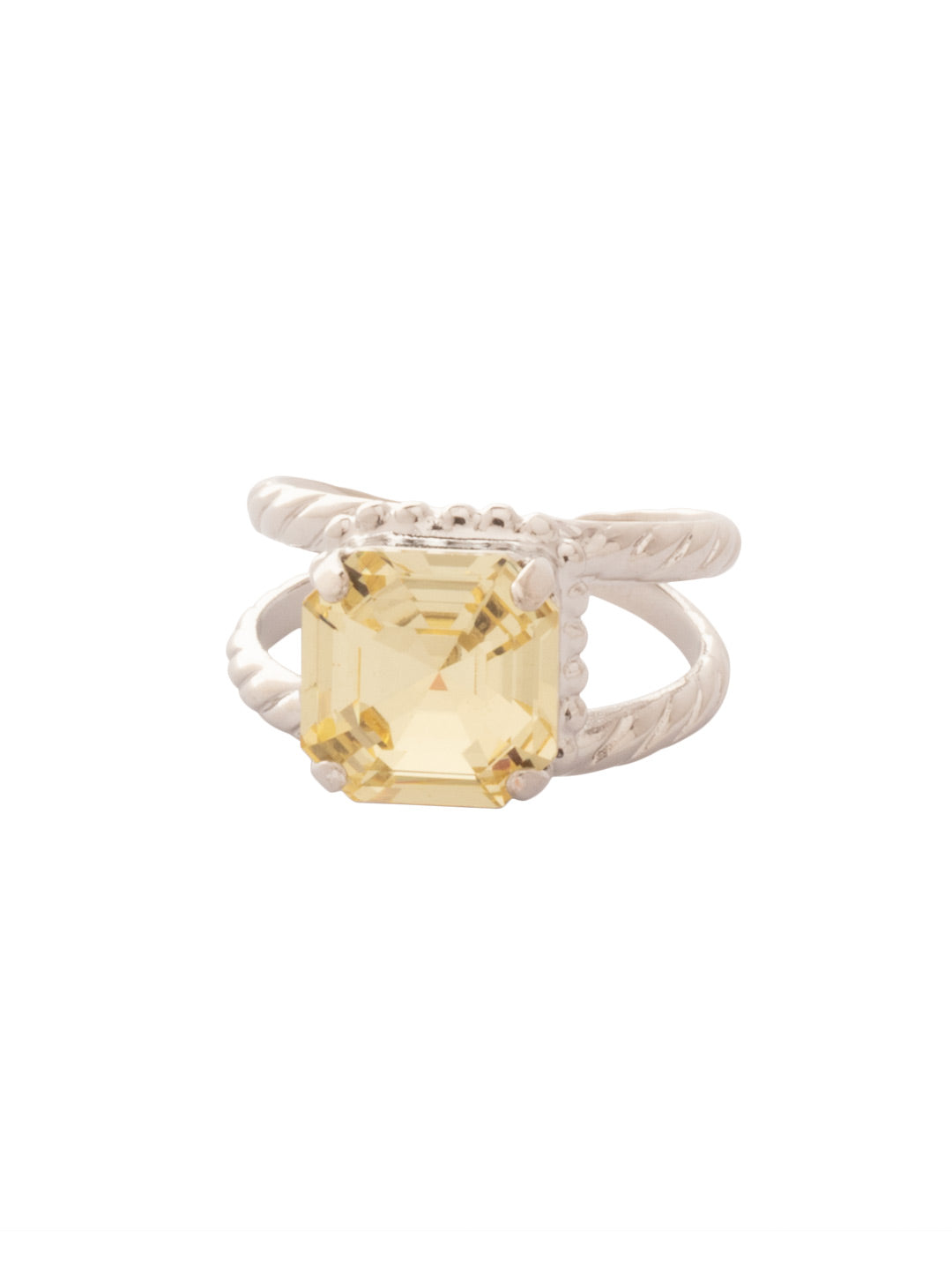 Izzy Adjustable Cocktail Ring - RFY2PDJON - <p>The Izzy Cocktail Ring features an imperial fancy square-cut crystal on an asjustable stacked ring band. Adjustable to fit ring sizes 6-8. From Sorrelli's Jonquil collection in our Palladium finish.</p>
