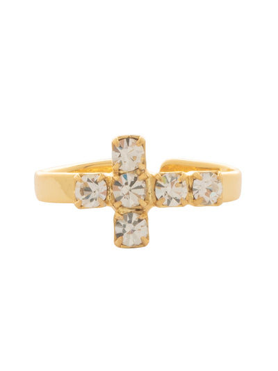 Carly Cross Band Ring - RGE1BGCRY - <p>From Sorrelli's Crystal collection in our Bright Gold-tone finish.</p>