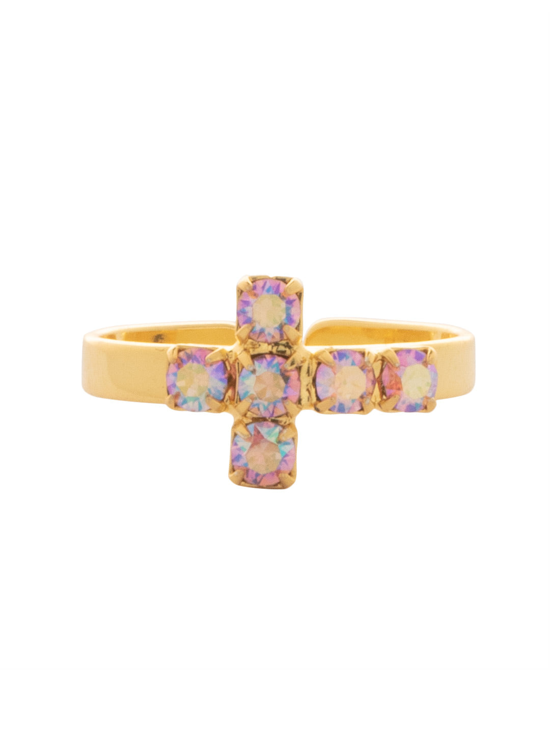 Carly Cross Band Ring - RGE1BGLRA - <p>From Sorrelli's Light Rose AB collection in our Bright Gold-tone finish.</p>