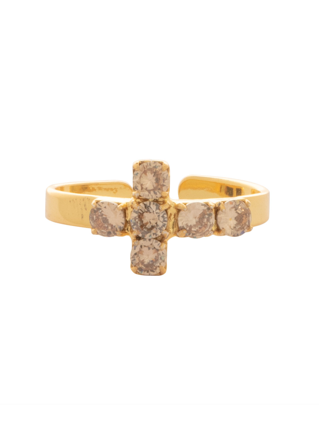 Carly Cross Band Ring - RGE1BGSIL - <p>From Sorrelli's Silk collection in our Bright Gold-tone finish.</p>
