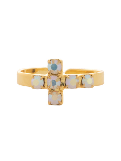 Carly Cross Band Ring - RGE1BGWAB - <p>From Sorrelli's White and AB collection in our Bright Gold-tone finish.</p>